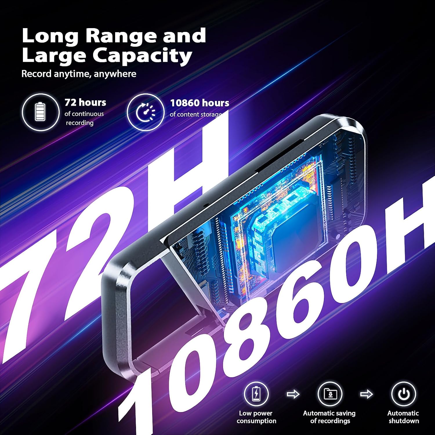 GRABADORA DE PERIODISTA NEKSIDE 76GB CON REDUCCIÓN DE RUIDO DSP 6.0 - 3