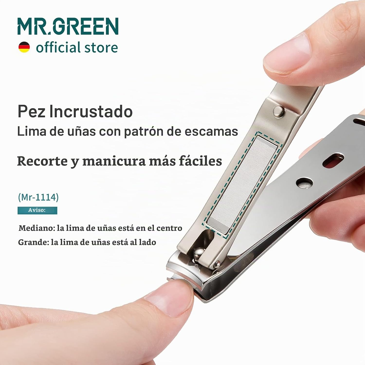 CORTAÚÑAS MR.GREEN CON HOJAS CURVAS Y LIMA DE VIDRIO TAMAÑO MEDIANO AZUL - 5
