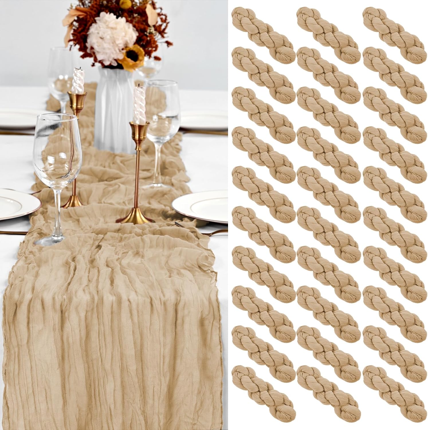CAMINO DE MESA ABKLESACH GASA BEIGE 30 PIEZAS 120 X 50 CM - 1