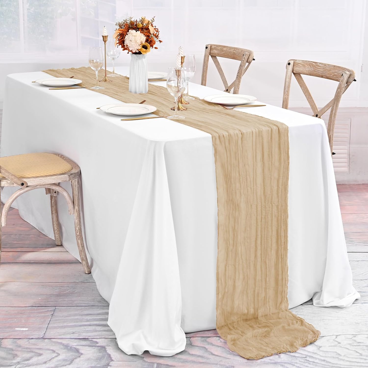 CAMINO DE MESA ABKLESACH GASA BEIGE 30 PIEZAS 120 X 50 CM - 4