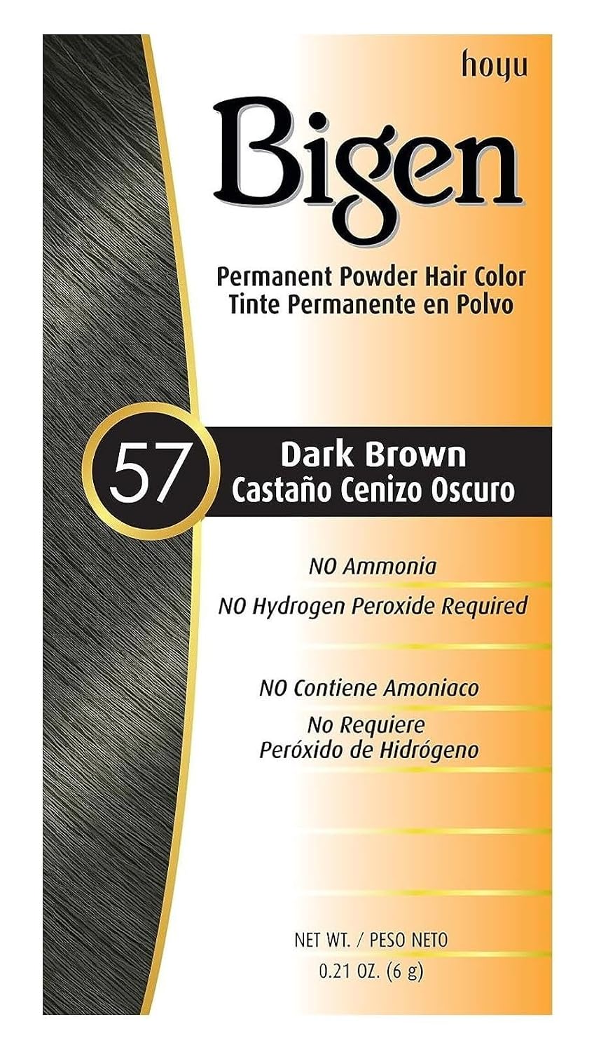TINTURA BIGEN PERMANENT POWDER HAIR COLOR 57 DARK BROWN PACK 3 - 1