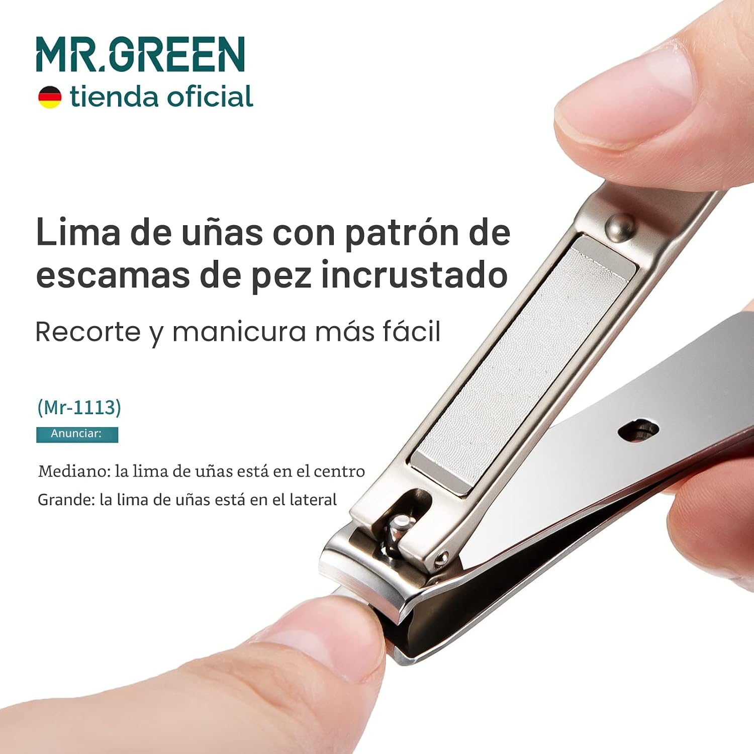 CORTAÚÑAS MR.GREEN CON HOJAS CURVAS Y LIMA DE VIDRIO TAMAÑO MEDIANO - 5