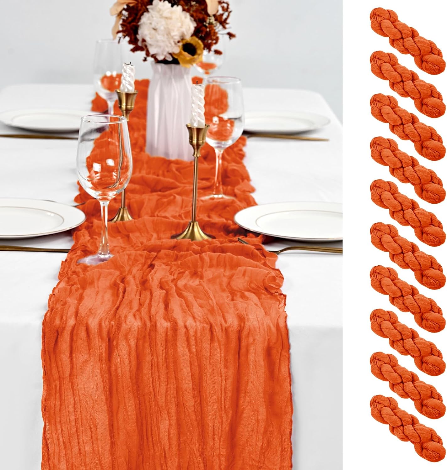 CAMINO DE MESA CHEESECLOTH NARANJA 10 PIEZAS 120 X 50 CM - 1