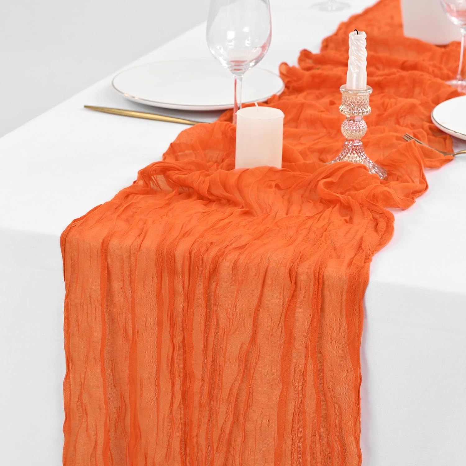 CAMINO DE MESA CHEESECLOTH NARANJA 10 PIEZAS 120 X 50 CM - 5