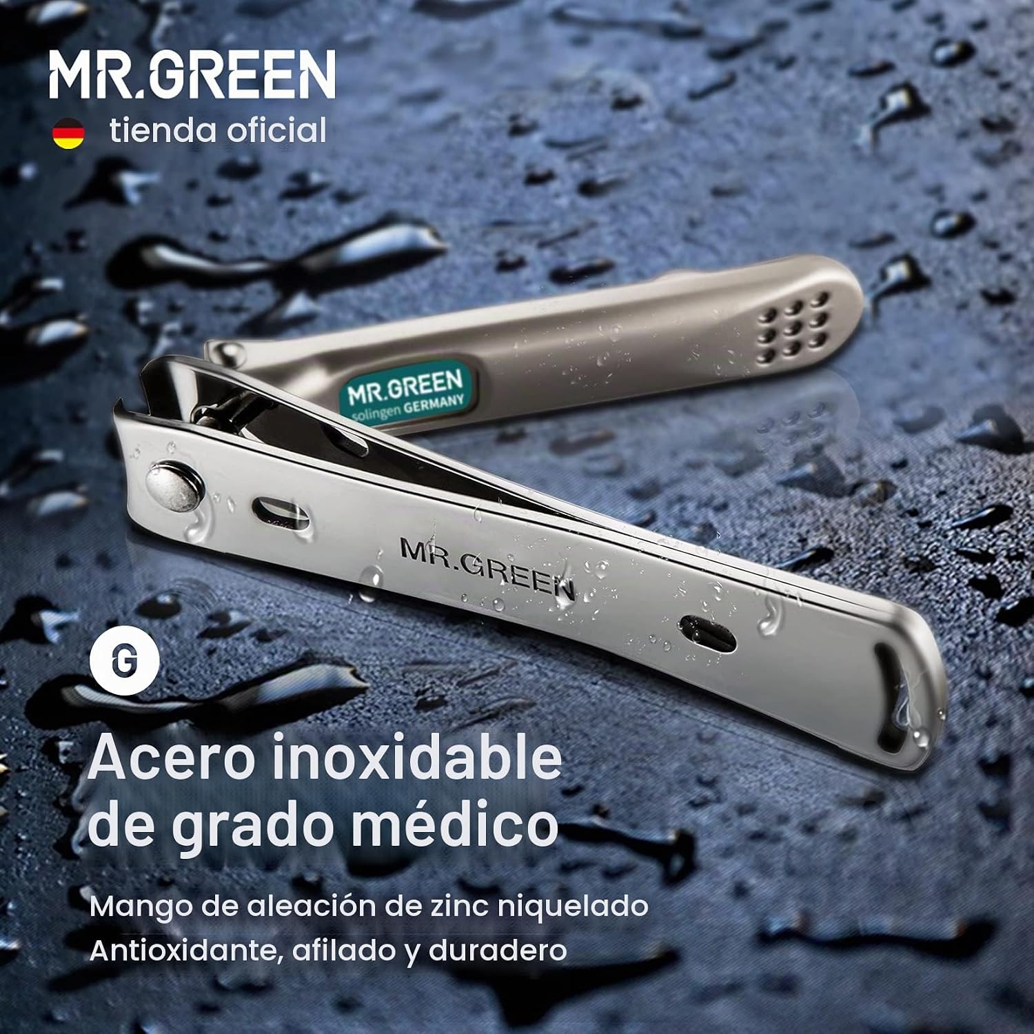 CORTAÚÑAS MR.GREEN CON HOJAS CURVAS TAMAÑO GRANDE Y LIMA DE VIDRIO - 3