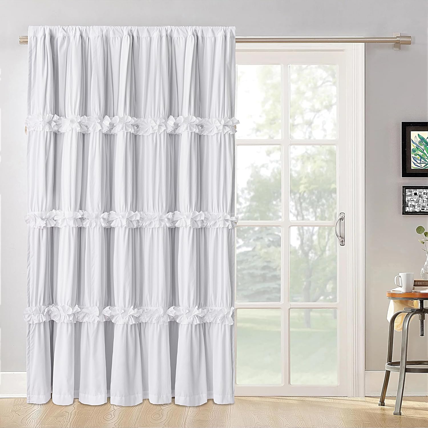 CORTINA DE TELA HOMECHOICE DECOR BLANCA 100' X 84' CON BOLSILLO PARA VARILLA - 1