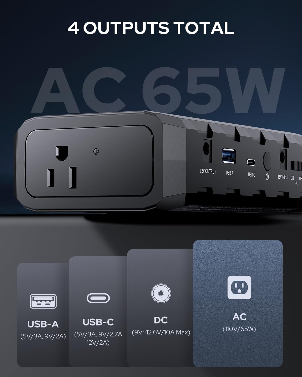 BATERÍA EXTERNA APOWKING 88.8WH CON SALIDA AC 65W - 4