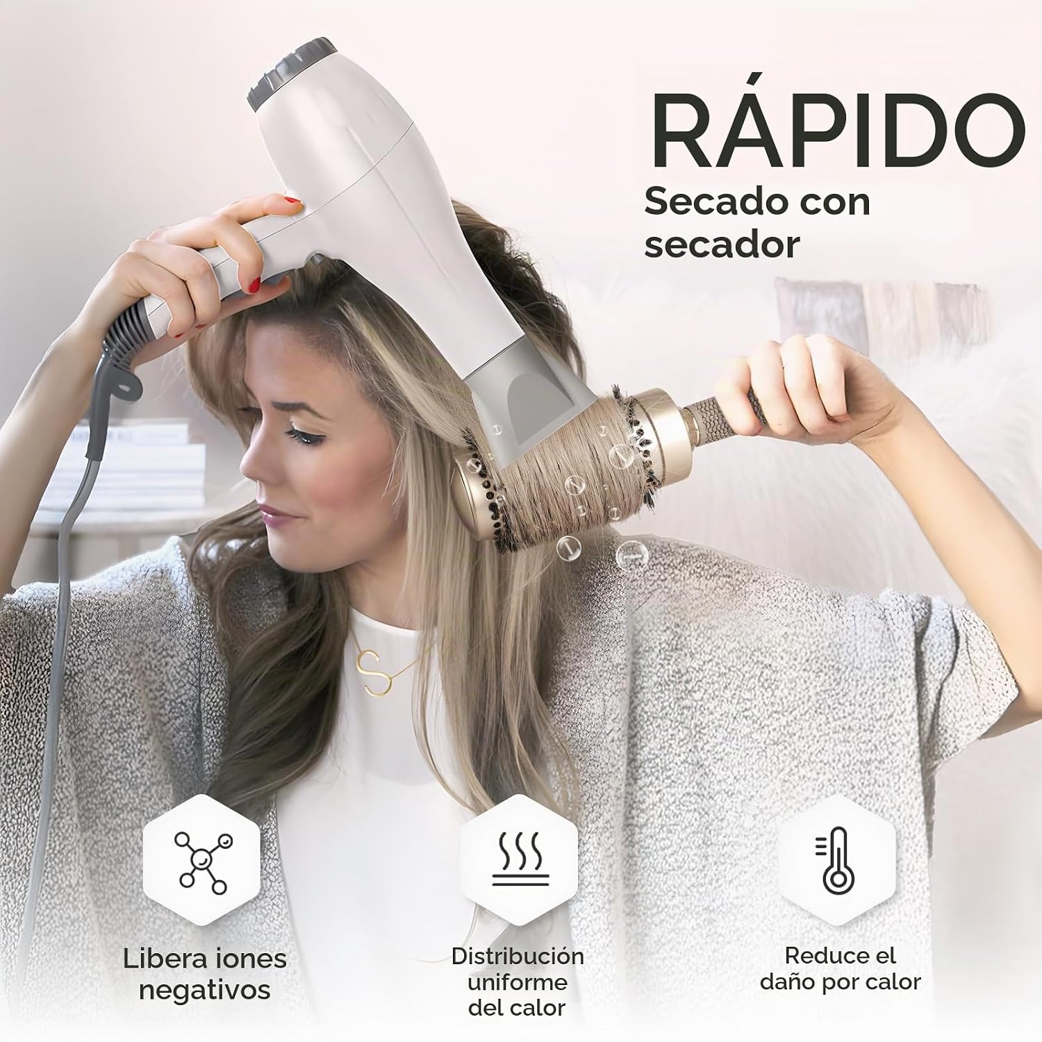 CEPILLO REDONDO SNDYI NANO THERMAL CERAMIC Y IONIC TECH CON CERDAS DE JABALÍ, PACK DE 2 - 4