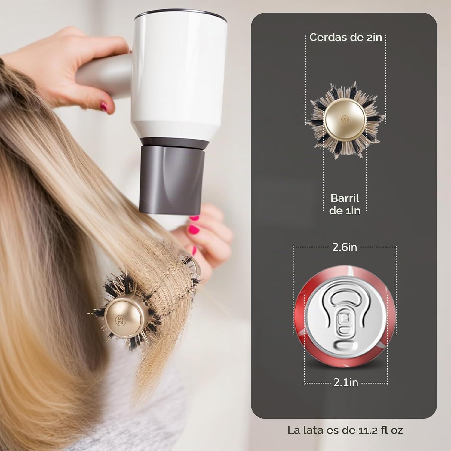 CEPILLO REDONDO PEQUEÑO SNDYI PARA SECADO, CERÁMICA IÓNICA TÉRMICA NANO CON CERDAS DE JABALÍ, 1 PULGADA DE DIÁMETRO DE BARRIL - 3
