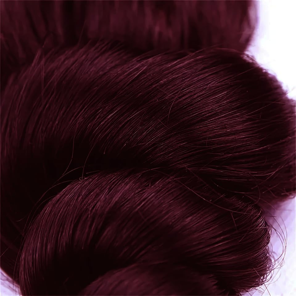 EXTENSIONES DE CABELLO HUMANO LAKAISA ONDAS SUELTAS #99J BORGOÑA 3 PAQUETES 12 PULGADAS - 5