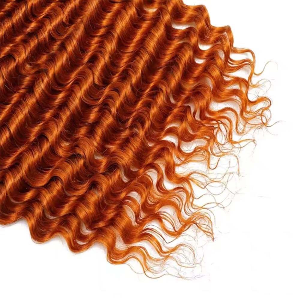 CABELLO PARA TRENZAS LAKAISA 350 GINGER ORANGE DEEP WAVE 20 PULGADAS 150G 3 PAQUETES - 5