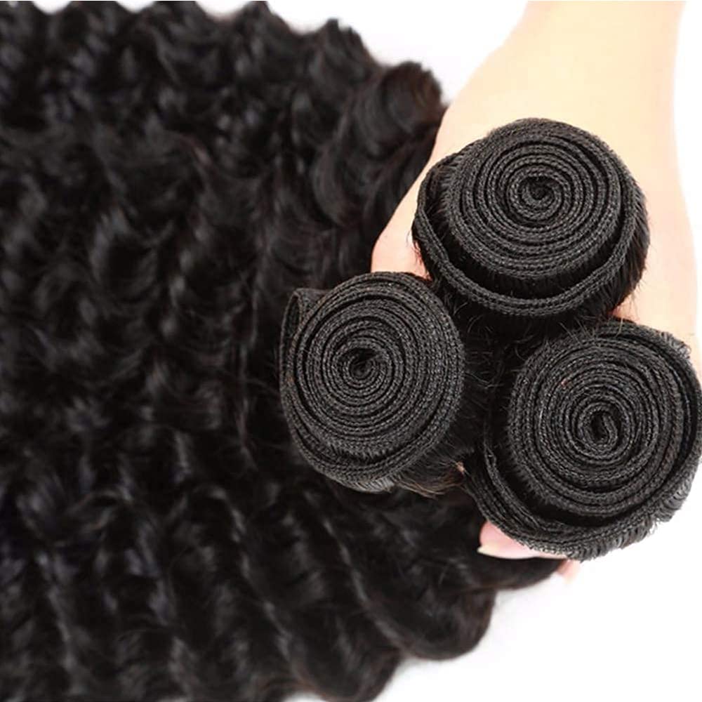 EXTENSIONES DE CABELLO HUMANO LAKAISA ONDAS PROFUNDAS NEGRO NATURAL 3 PAQUETES 16 18 20 PULGADAS - 3