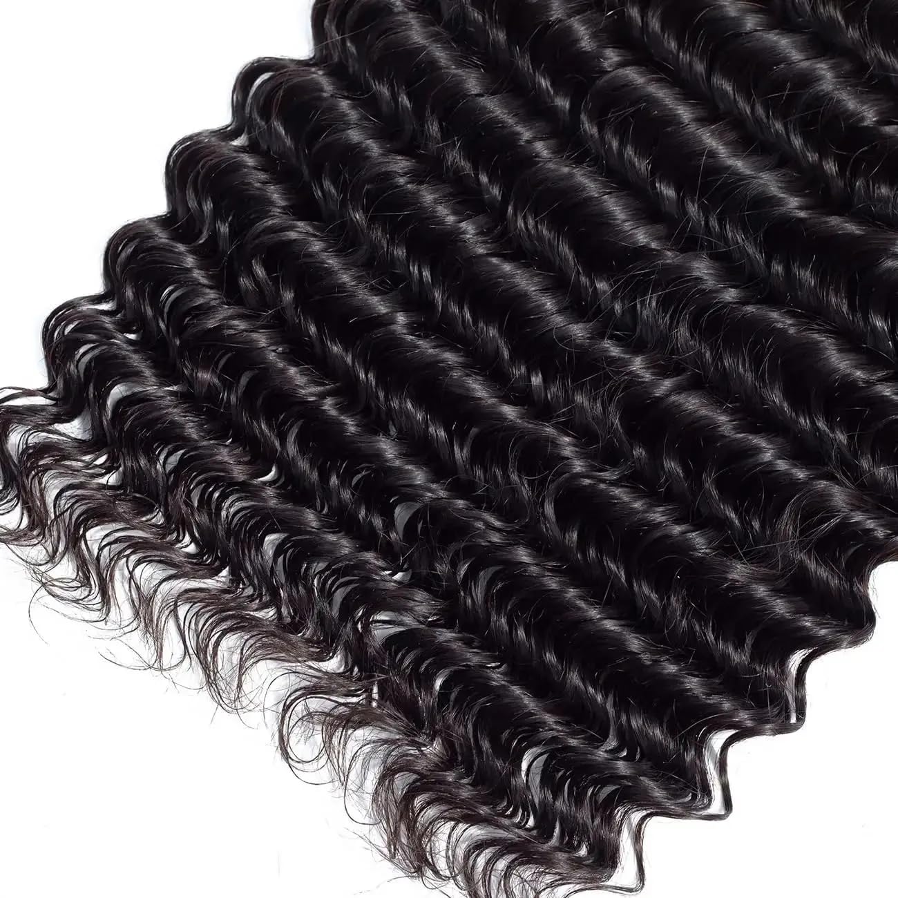 EXTENSIONES DE CABELLO HUMANO LAKAISA ONDAS PROFUNDAS NEGRO NATURAL 3 PAQUETES 16 18 20 PULGADAS - 5