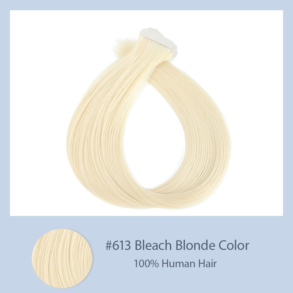 EXTENSIONES DE CABELLO TAPE IN RUBIO 613 20 PULGADAS CABELLO HUMANO REMY 40G 10 PIEZAS - 5