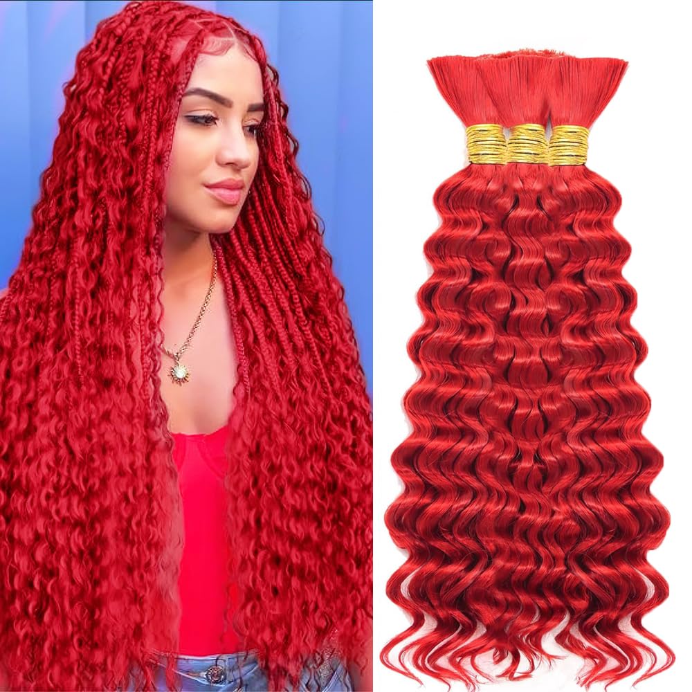 CABELLO PARA TRENZAS LAKAISA BOHO ROJO VINO ONDULADO 18 PULGADAS 150G 3 PAQUETES - 1