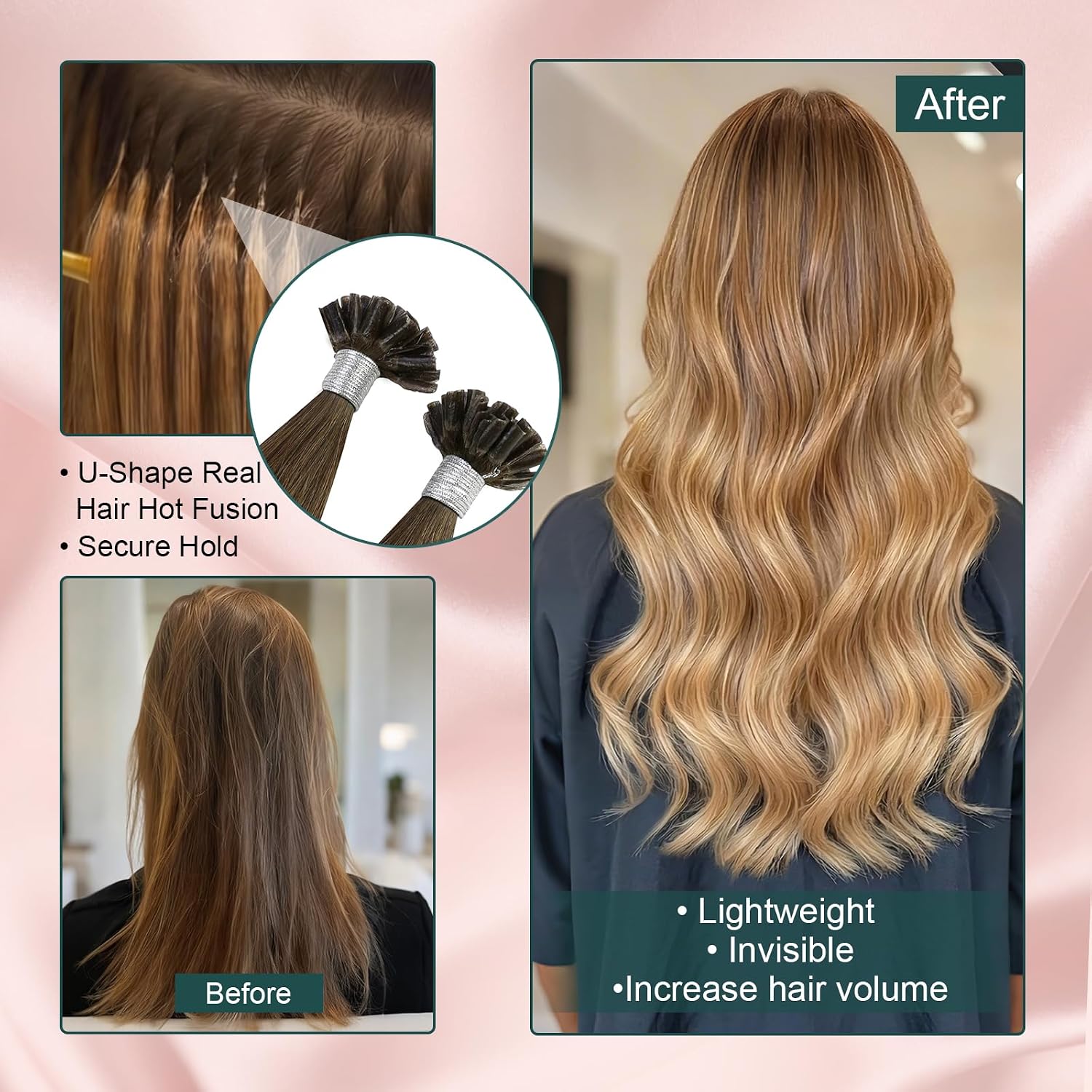 EXTENSIONES DE CABELLO U TIP EASYOUTH CABELLO HUMANO REMY CASTAÑO MEDIO 22 PULGADAS 50G - 5