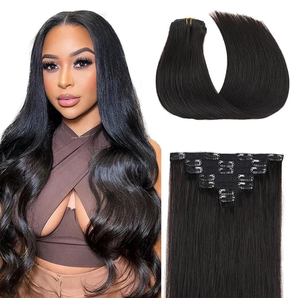 EXTENSIONES DE CABELLO CLIP IN LAKAISA 18 PULGADAS NEGRO NATURAL 120G 7 PIEZAS - 1