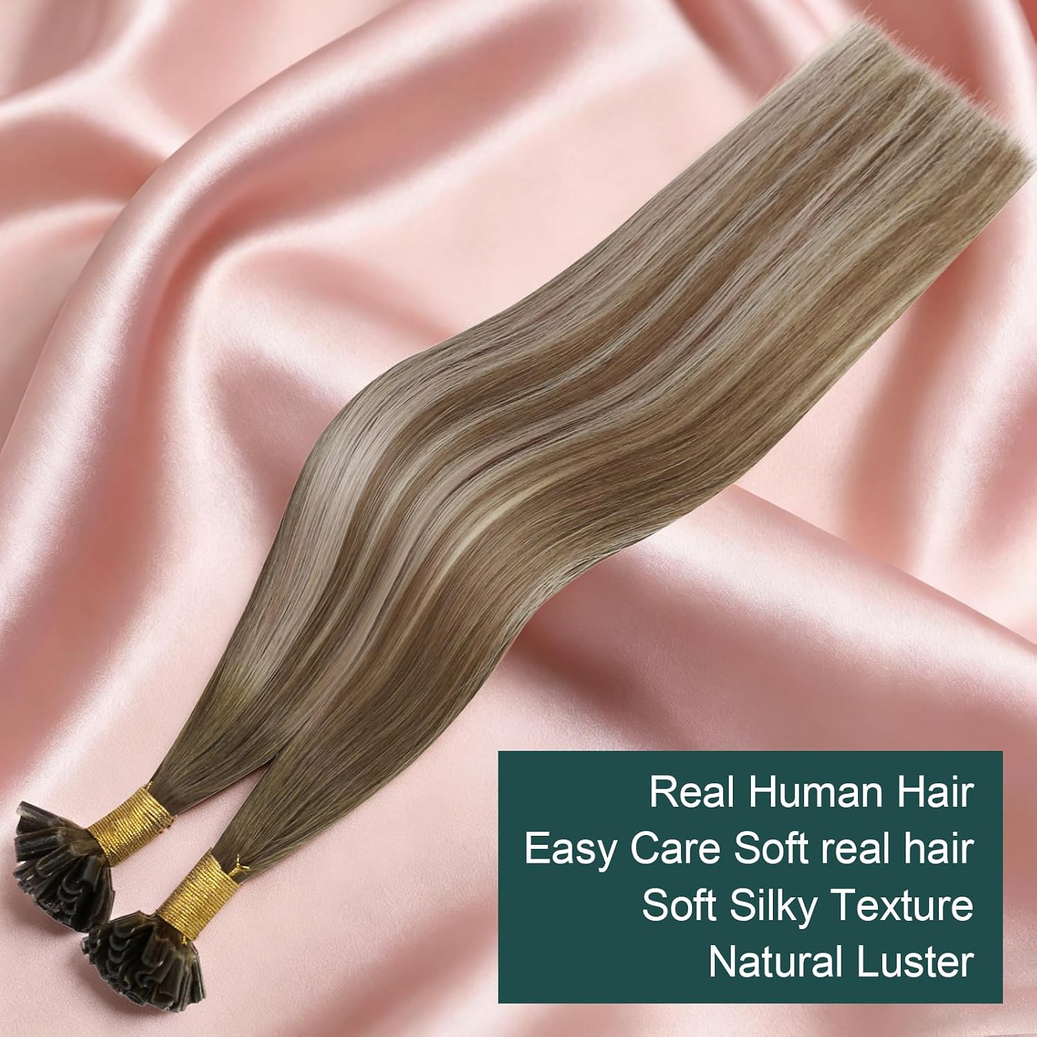 EXTENSIONES DE CABELLO U TIP EASYOUTH 18 PULGADAS CABELLO HUMANO BALAYAGE MARRÓN OSCURO 50G - 4