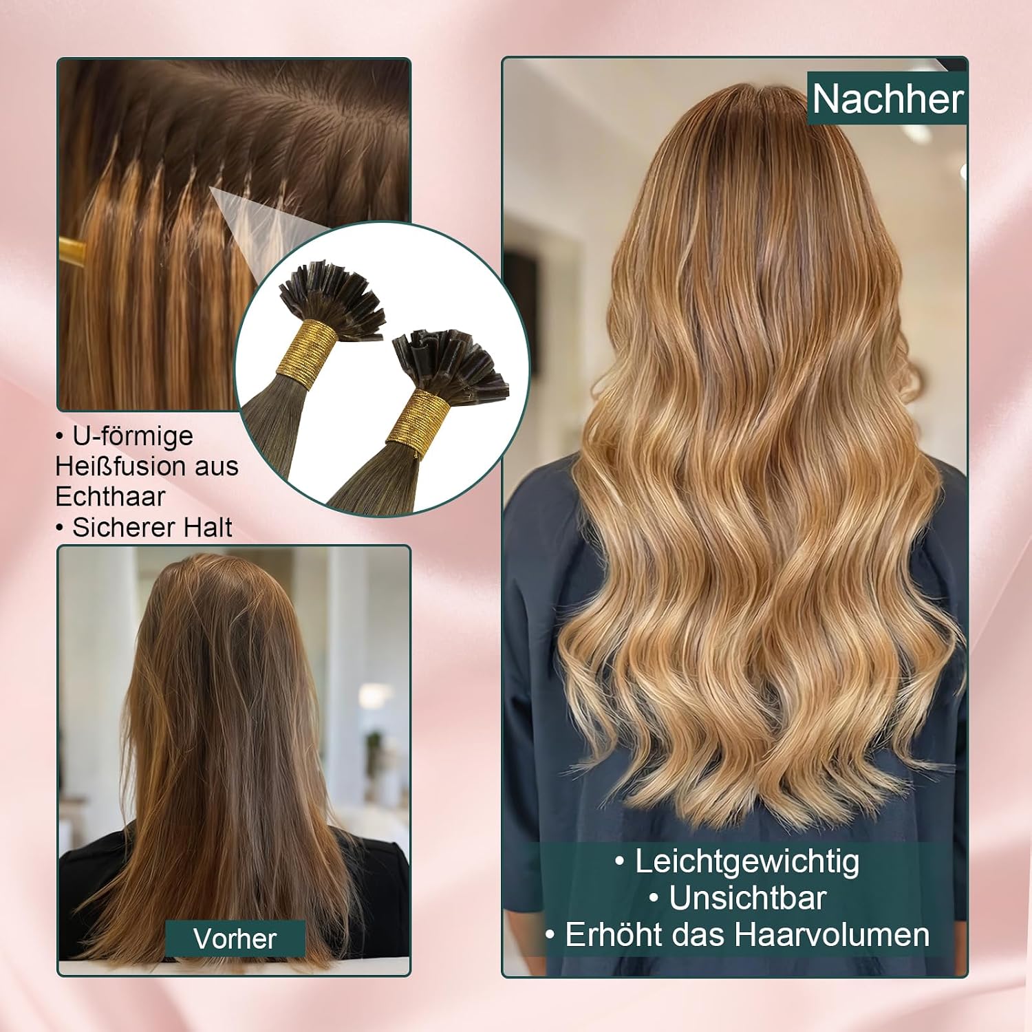 EXTENSIONES DE CABELLO U TIP EASYOUTH 18 PULGADAS CABELLO HUMANO BALAYAGE MARRÓN OSCURO 50G - 5
