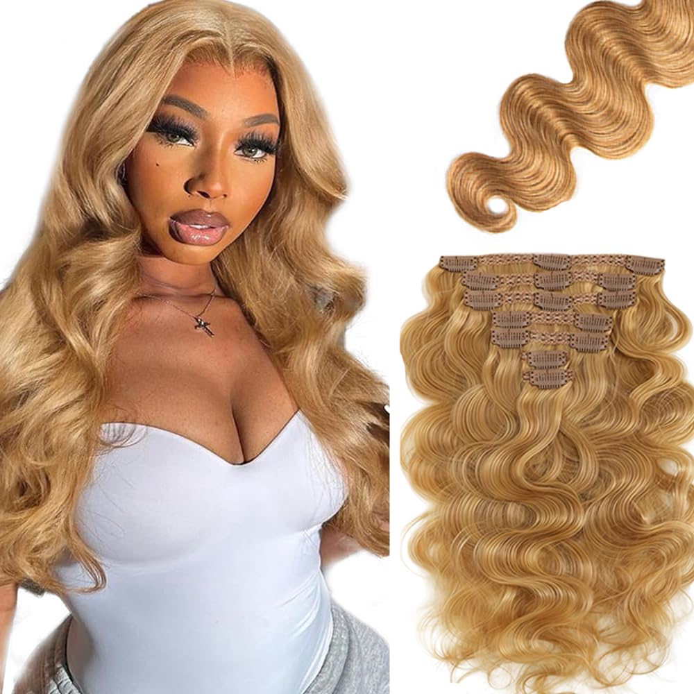 EXTENSIONES DE CABELLO CLIP-IN LAKAISA 20 PULGADAS RUBIO MIEL 120G 7 PIEZAS - 1