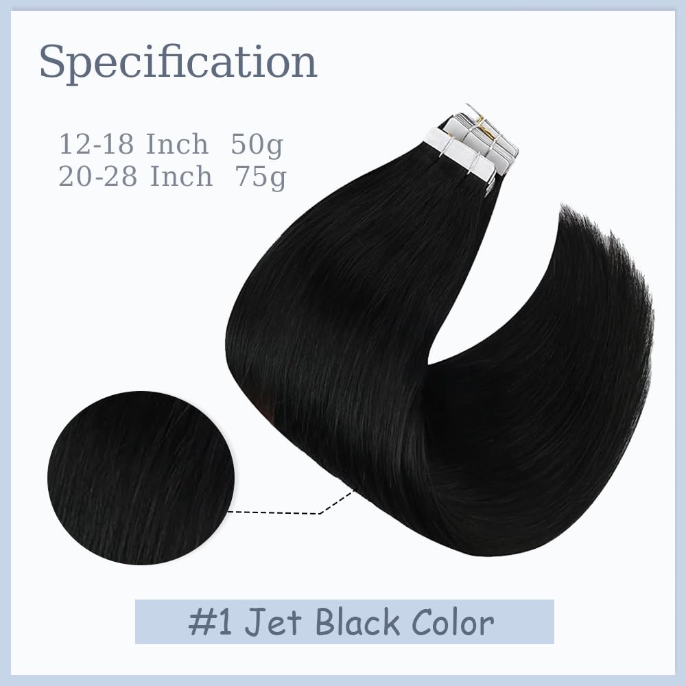EXTENSIONES DE CABELLO TAPE IN LAKAISA 12 PULGADAS NEGRO NATURAL LISO 40G 10 PIEZAS - 5