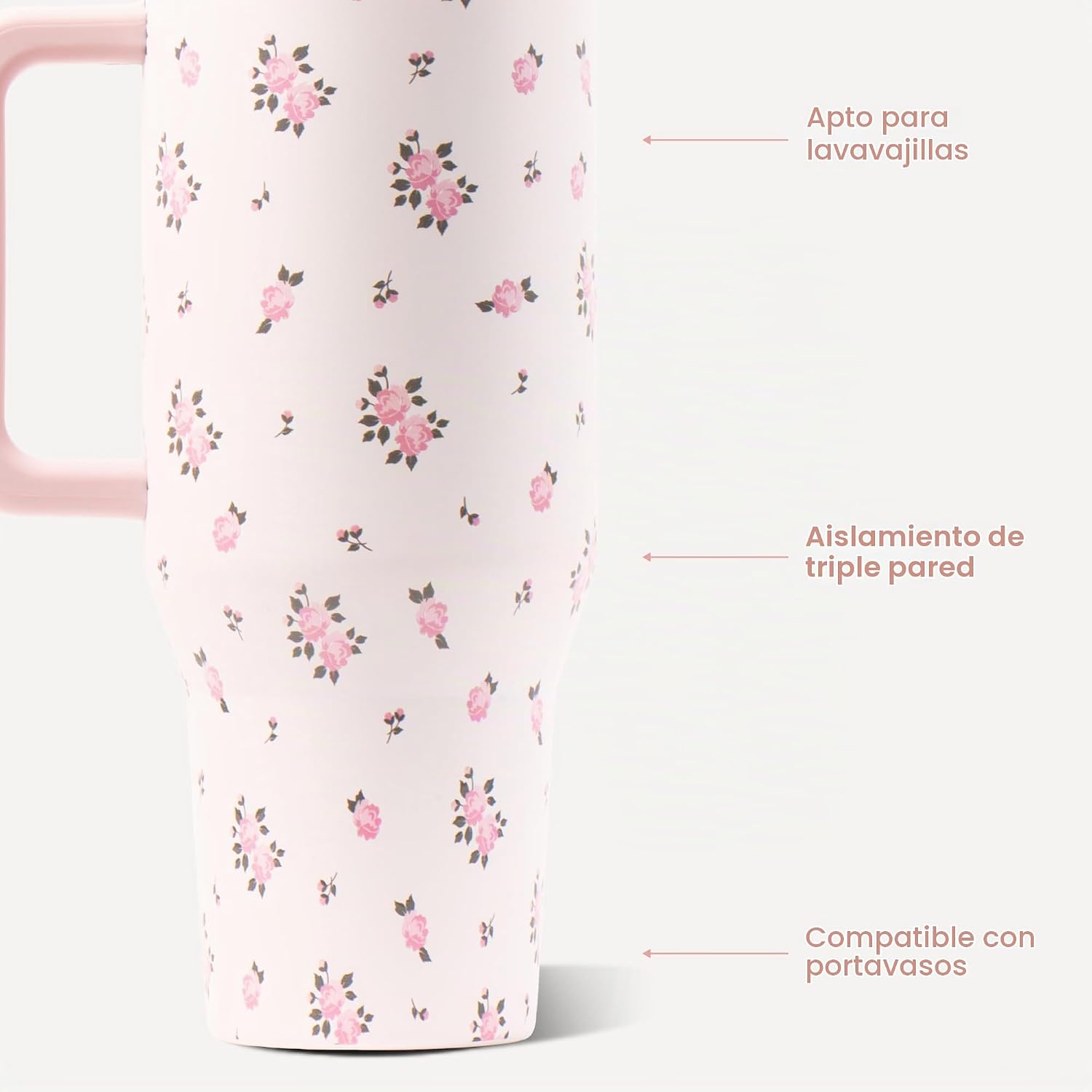 VASO TUMBLER HYDROJUG TRAVELER 40OZ CON ASA Y POPOTE WILDROSE - 3