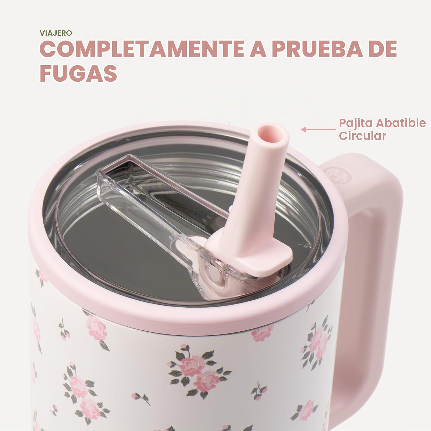 VASO TUMBLER HYDROJUG TRAVELER 40OZ CON ASA Y POPOTE WILDROSE - 4