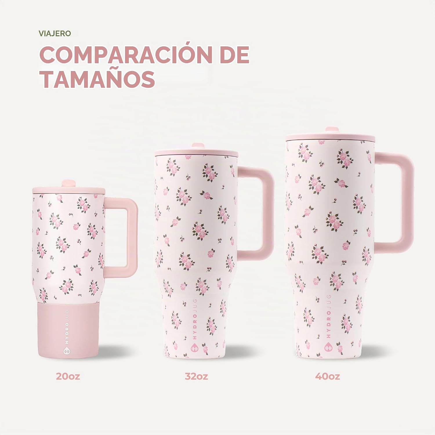 VASO TUMBLER HYDROJUG TRAVELER 40OZ CON ASA Y POPOTE WILDROSE - 5