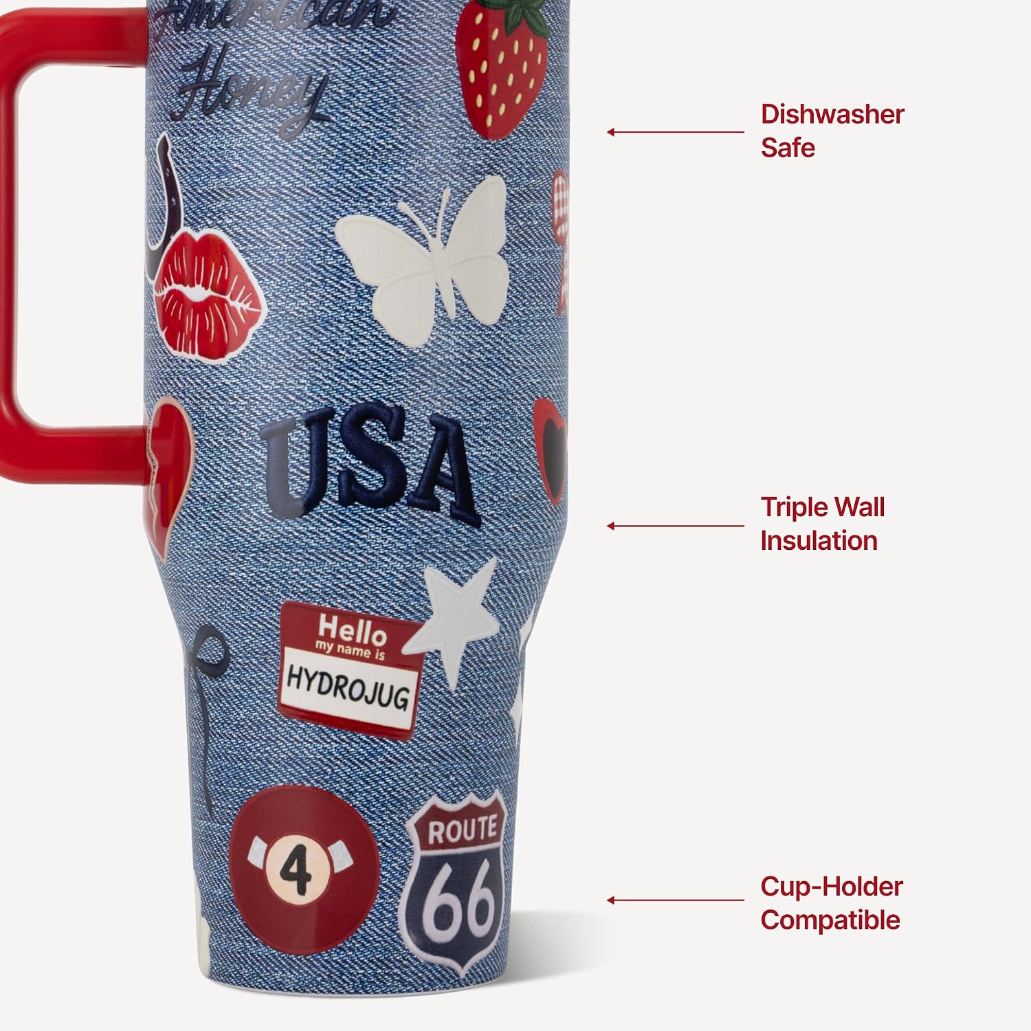 VASO TUMBLER HYDROJUG TRAVELER 32OZ CON AISLAMIENTO, ASA Y POPOTE AMERICAN HONEY - 3