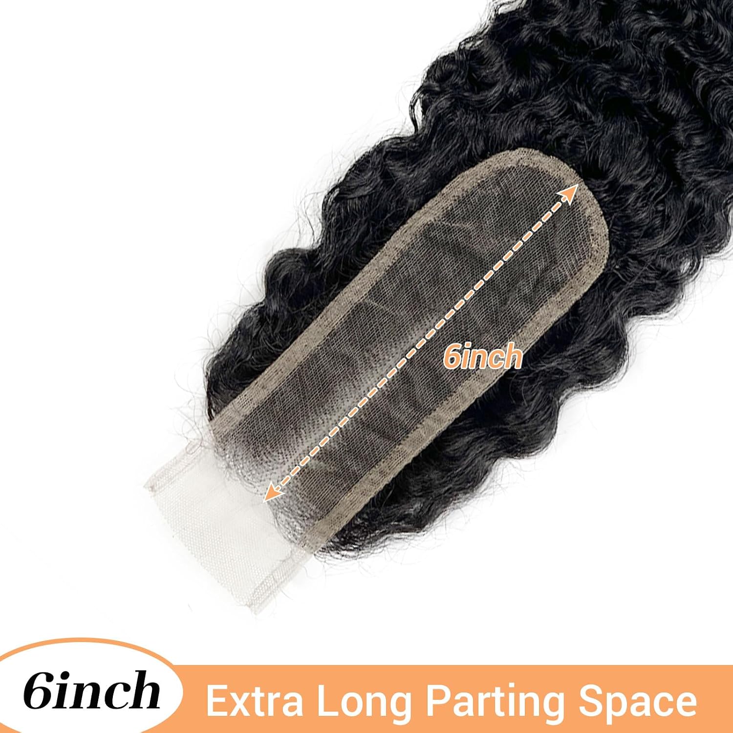CIERRE 2X6 CABELLO HUMANO RIZADO BIRMANO 16 PULGADAS ENCAJE HD TRANSPARENTE - 3