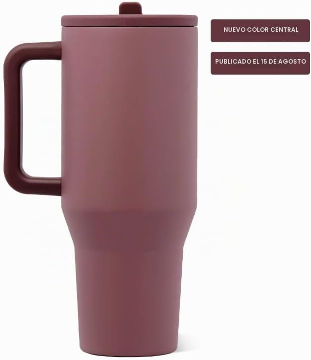 VASO TUMBLER HYDROJUG TRAVELER 40OZ CON ASA Y POPOTE CANYON ROSE - 2