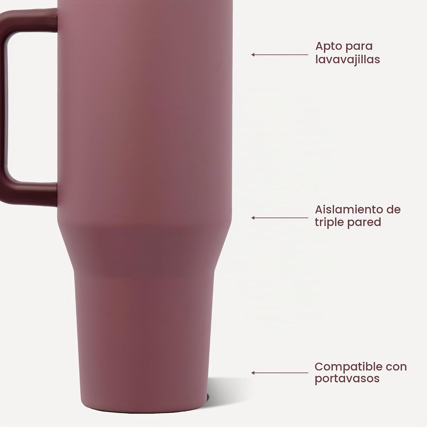 VASO TUMBLER HYDROJUG TRAVELER 40OZ CON ASA Y POPOTE CANYON ROSE - 3