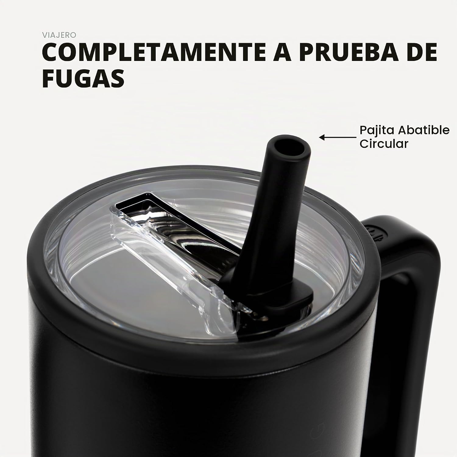 VASO TUMBLER HYDROJUG TRAVELER 40OZ NEGRO CON ASA Y POPOTE - 4