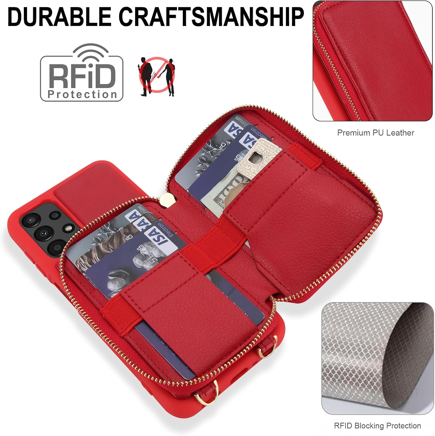 FUNDA CARTERA PARA SAMSUNG GALAXY A13 4G/5G ROJA CON PROTECTOR DE PANTALLA - 2