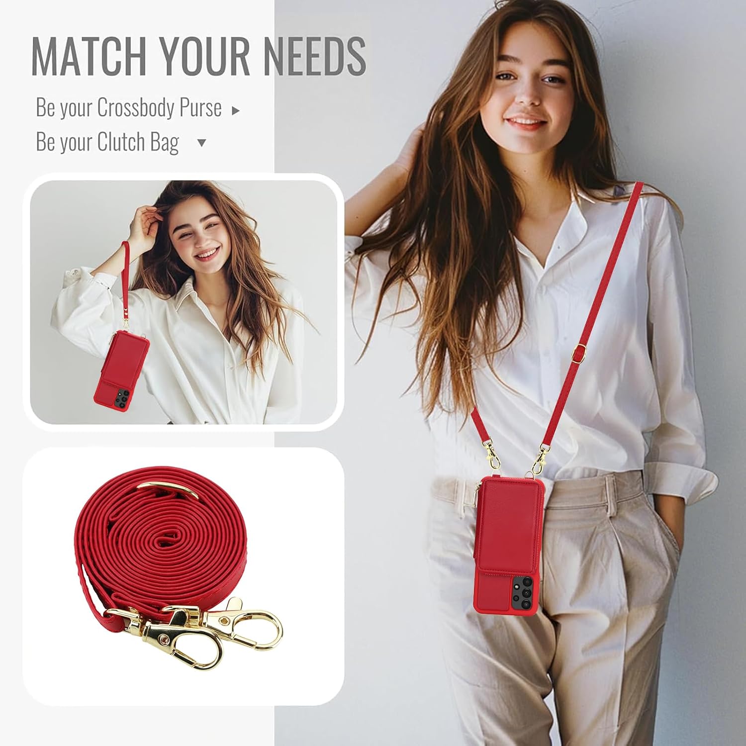 FUNDA CARTERA PARA SAMSUNG GALAXY A13 4G/5G ROJA CON PROTECTOR DE PANTALLA - 3