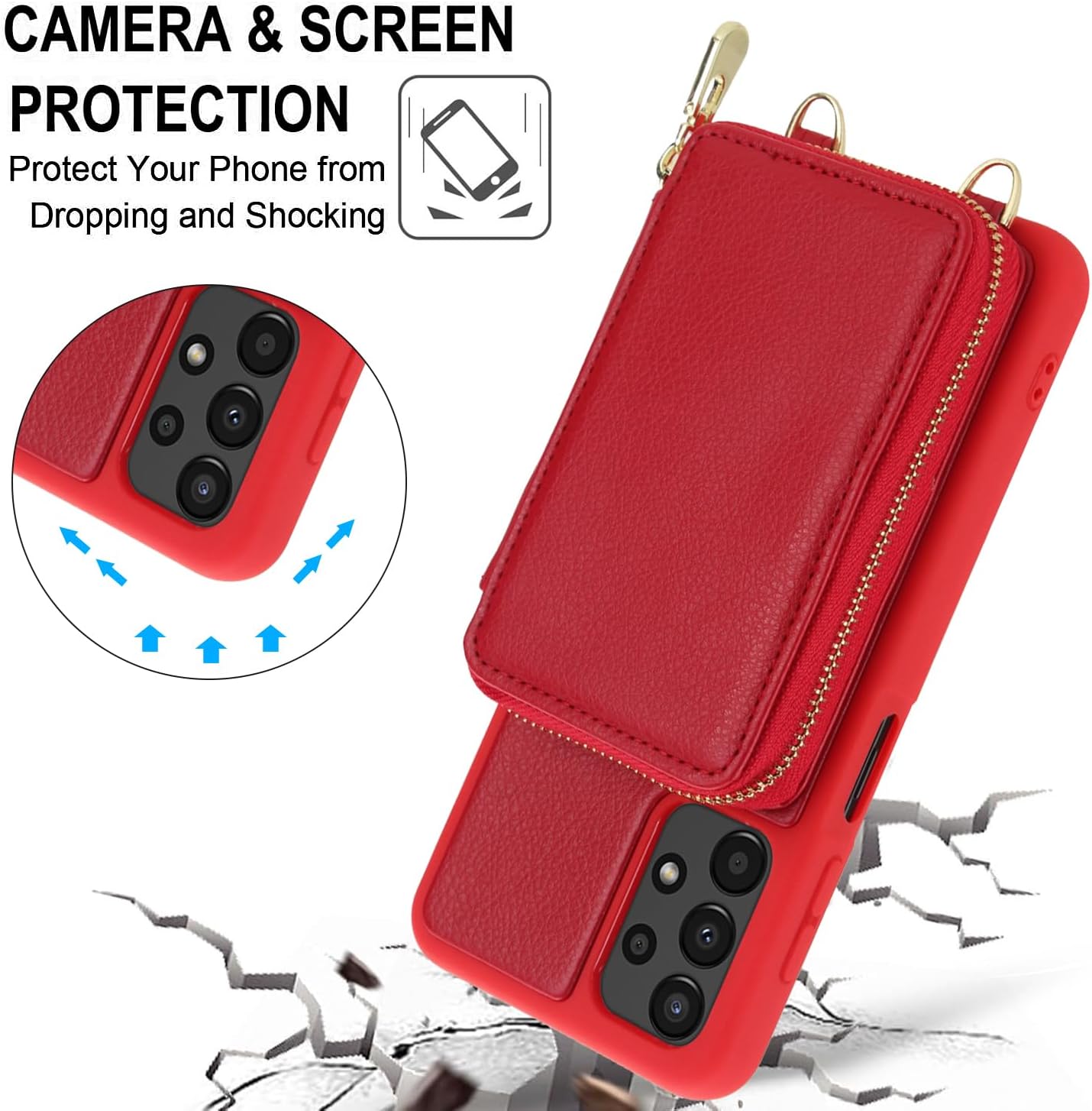 FUNDA CARTERA PARA SAMSUNG GALAXY A13 4G/5G ROJA CON PROTECTOR DE PANTALLA - 4