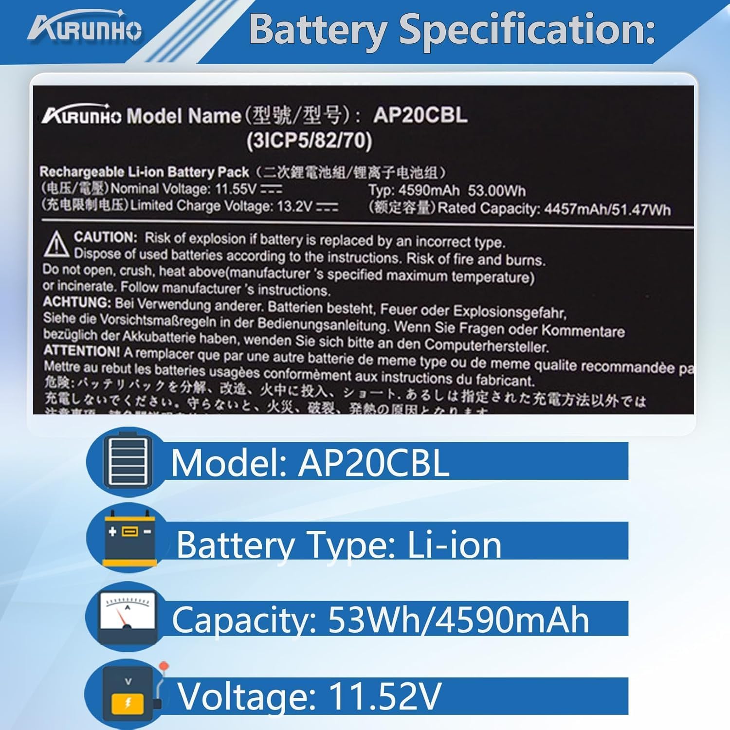 BATERÍA AP20CBL PARA ACER ASPIRE 5 A515-45 A515-46 SWIFT 3 SF314-43 SF314-511 53WH - 2