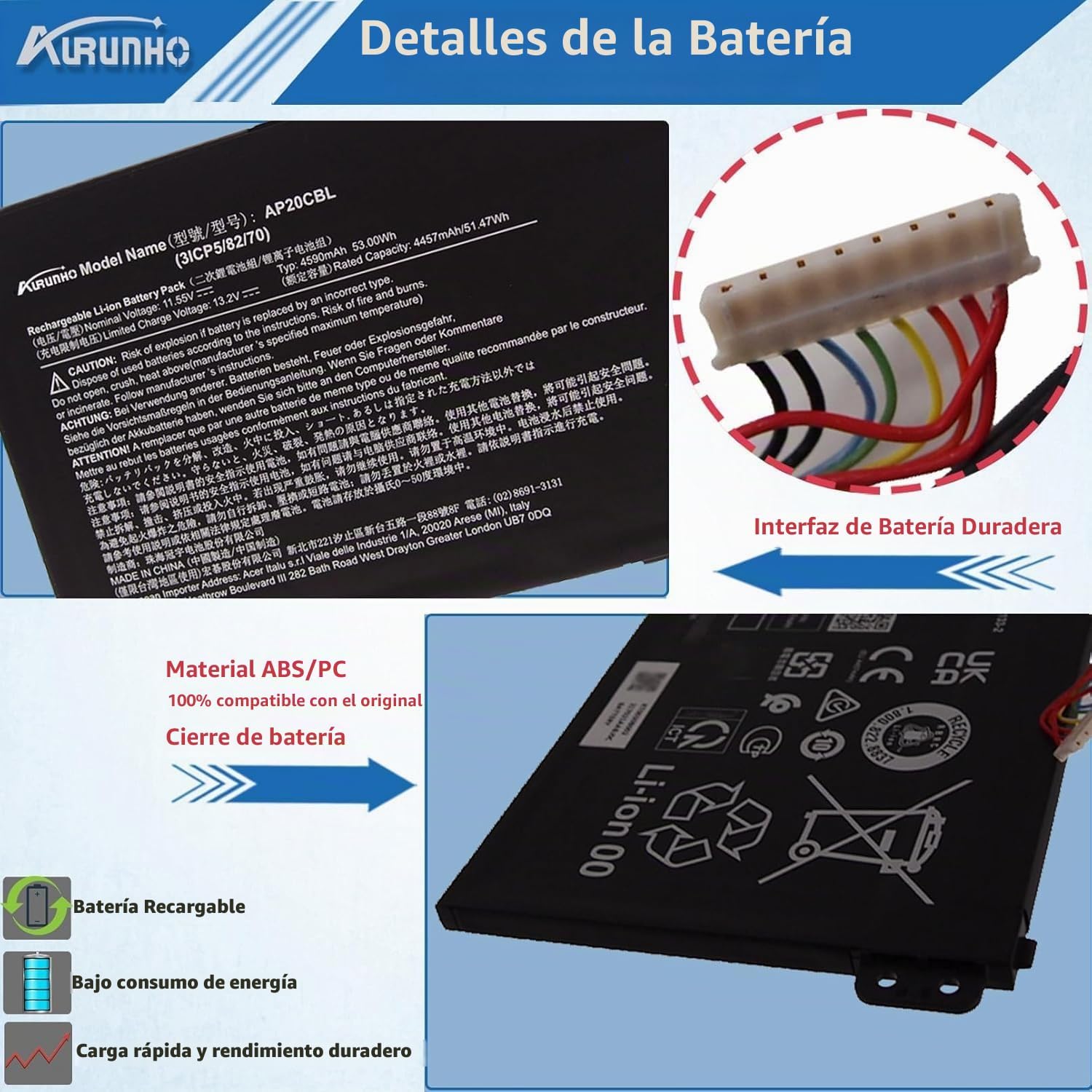 BATERÍA AP20CBL PARA ACER ASPIRE 5 A515-45 A515-46 SWIFT 3 SF314-43 SF314-511 53WH - 3
