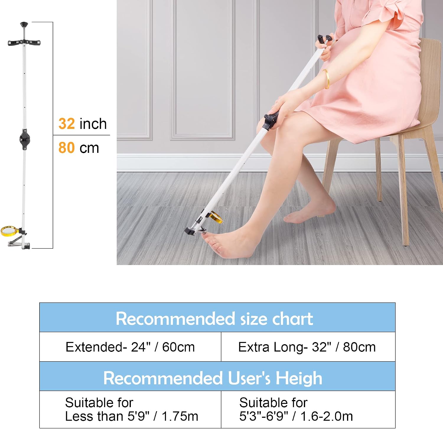 CORTAÚÑAS DE PIES PLEGABLE CON MANGO LARGO 32 PULGADAS Y LUPA PARA ADULTOS MAYORES - 4