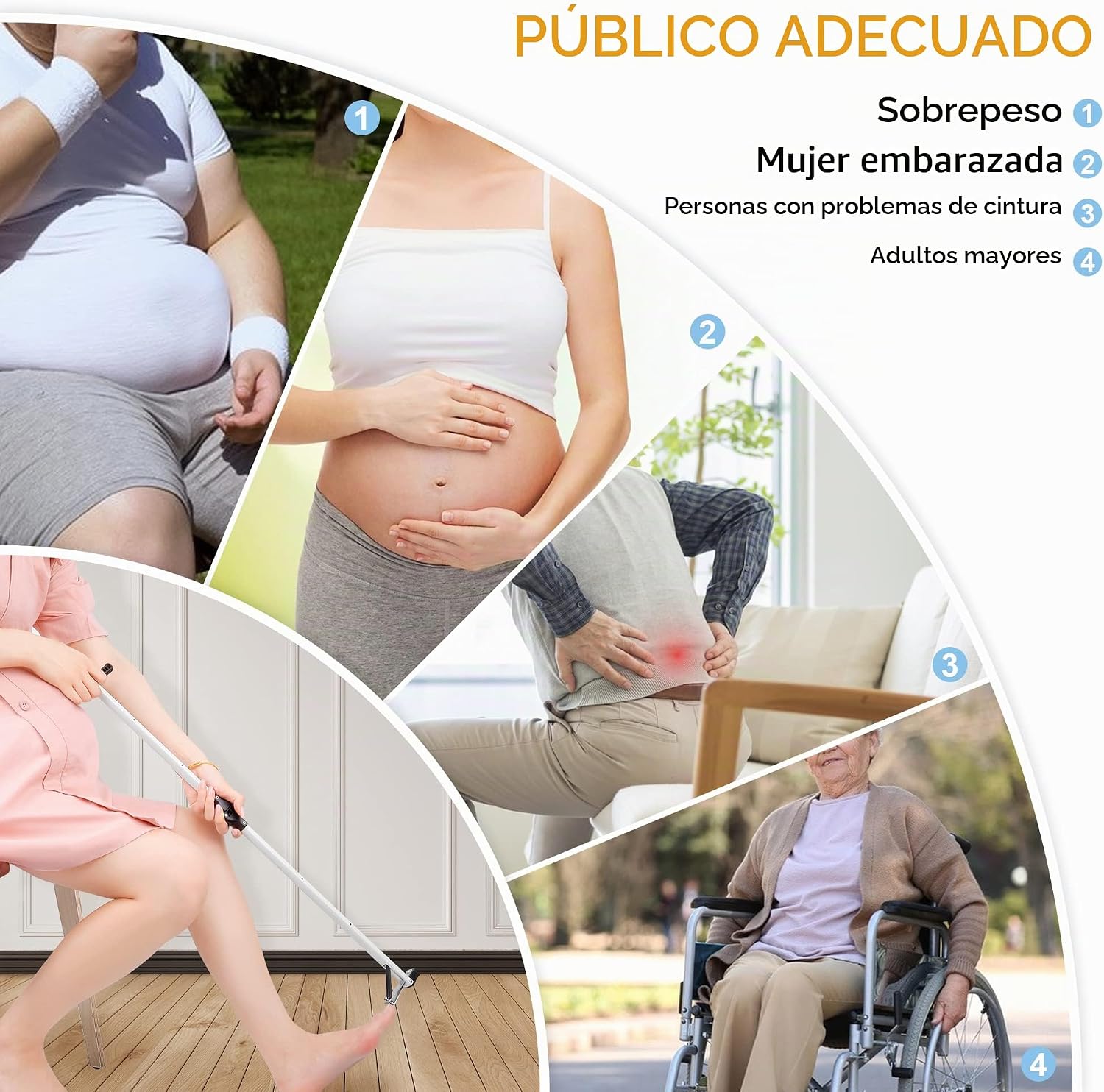 CORTAÚÑAS DE PIES PLEGABLE CON MANGO LARGO 32 PULGADAS Y LUPA PARA ADULTOS MAYORES - 5