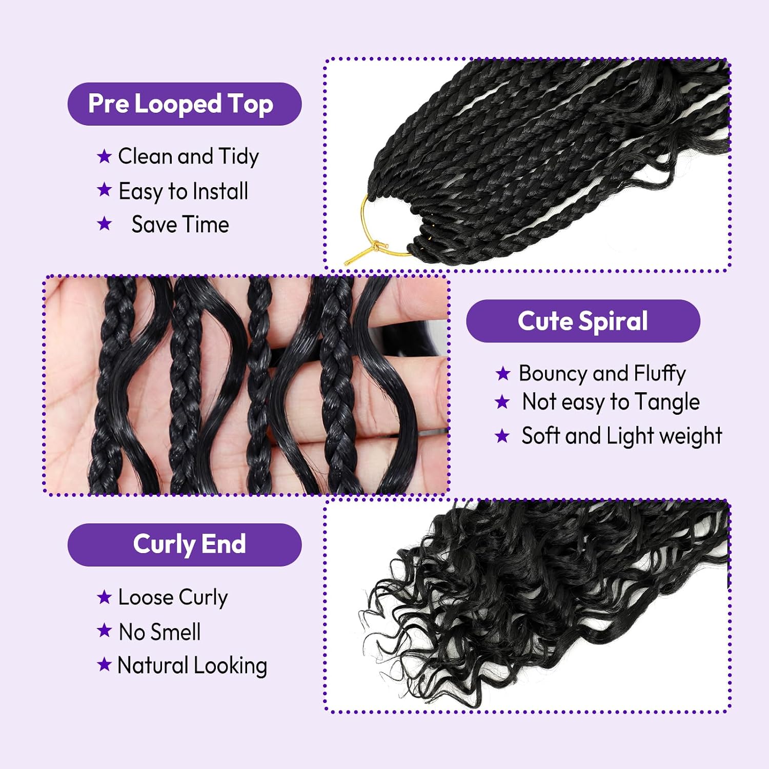 EXTENSIONES DE CABELLO CROCHET MAIREAD GODDESS BOX BRAIDS 12 PULGADAS - 2