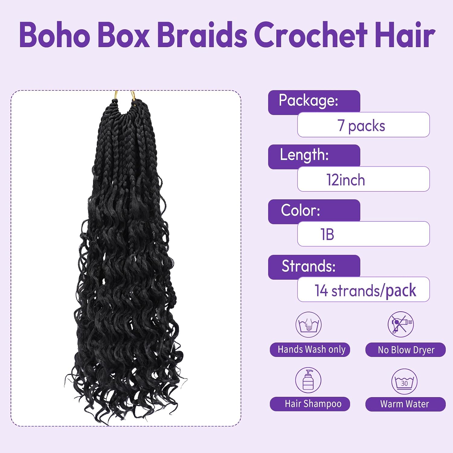 EXTENSIONES DE CABELLO CROCHET MAIREAD GODDESS BOX BRAIDS 12 PULGADAS - 3