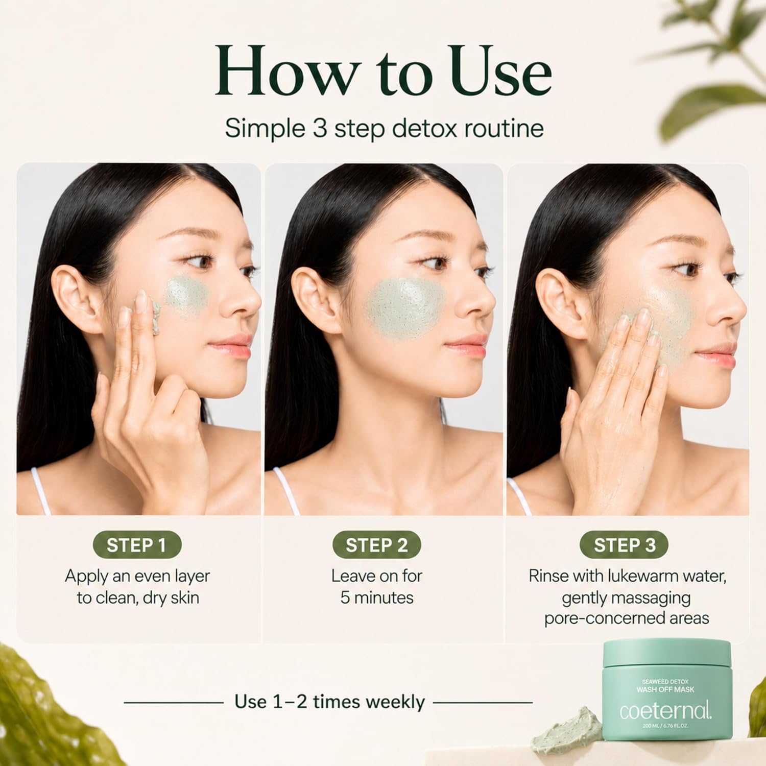 MASCARILLA FACIAL DE ALGAS COREANAS CON BENTONITA Y CAOLÍN COETERNAL 200ML - 5