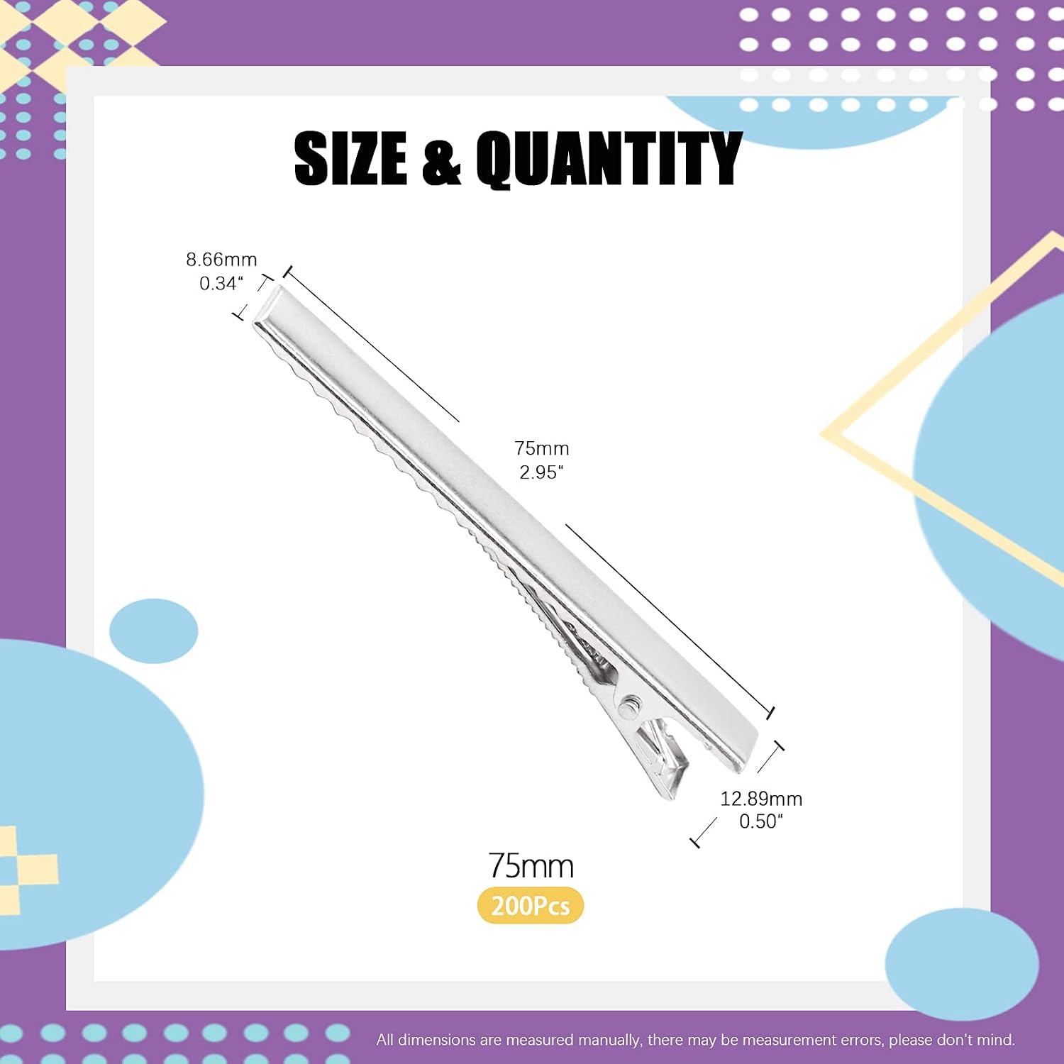 KIT DE 200 PINZAS PARA CABELLO TIPO COCODRILO DE 7.5 CM SWPEET - 2