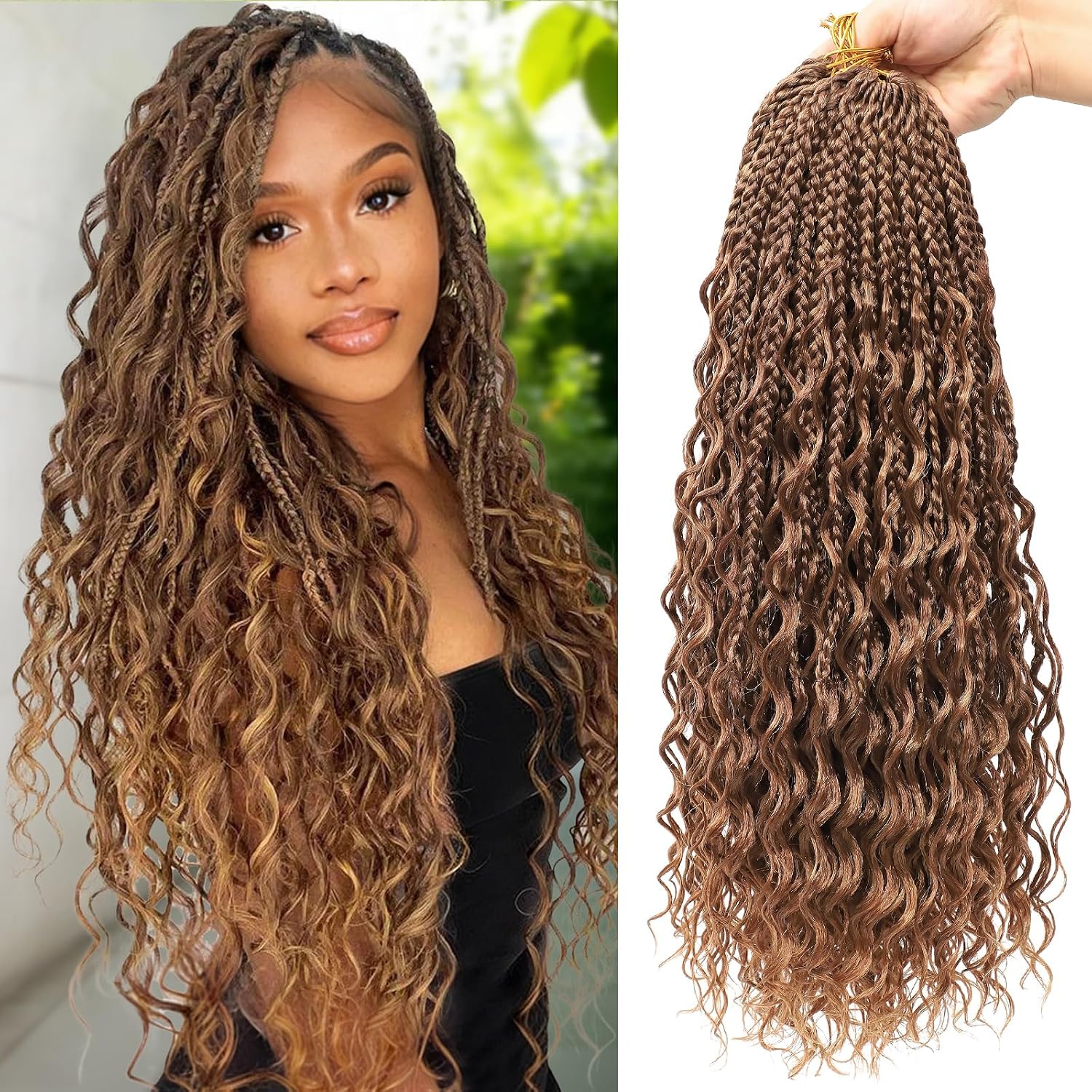TRENZAS CROCHET GODDESS BOX BRAIDS 24 PULGADAS BOHO SINTÉTICO - 1