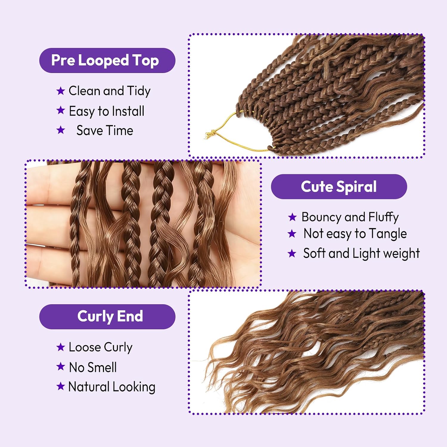TRENZAS CROCHET GODDESS BOX BRAIDS 24 PULGADAS BOHO SINTÉTICO - 2