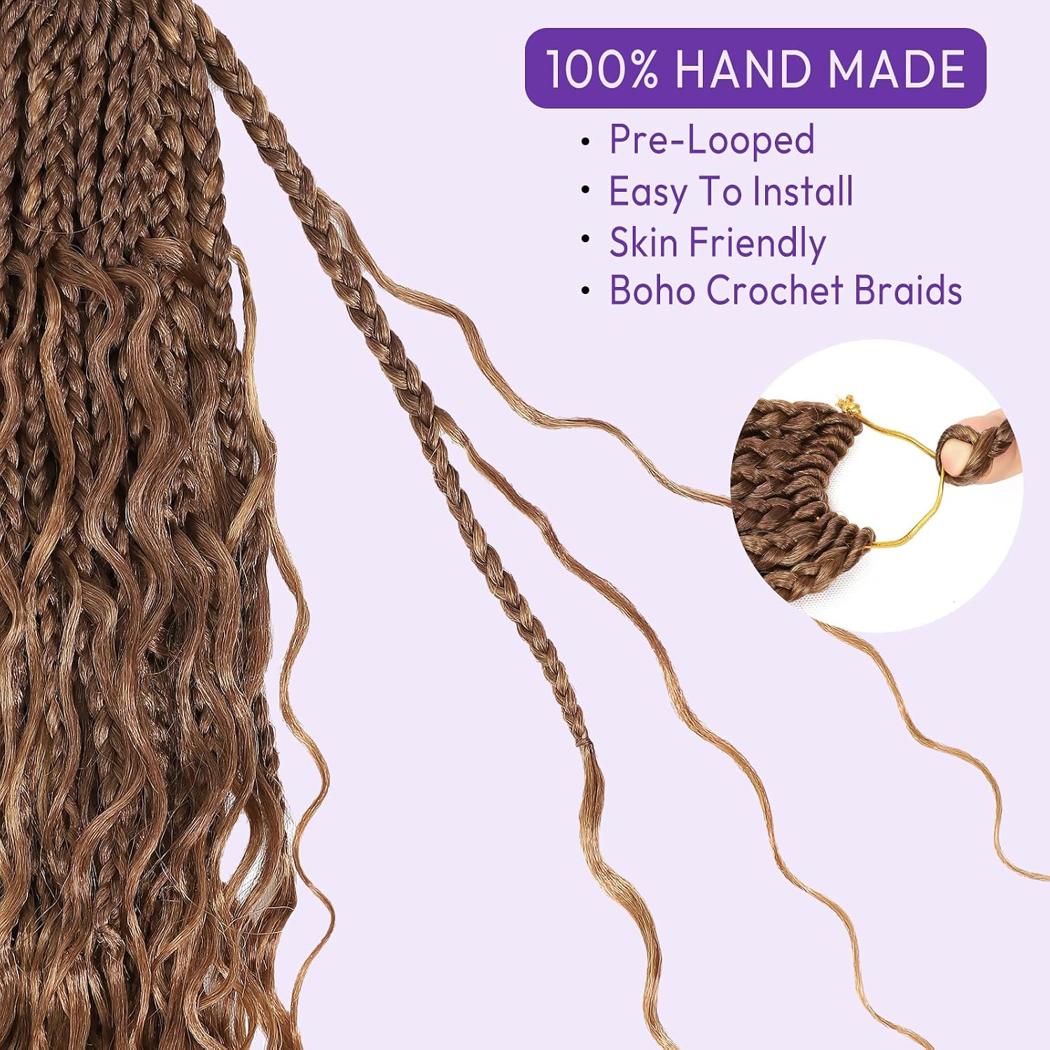 TRENZAS CROCHET GODDESS BOX BRAIDS 24 PULGADAS BOHO SINTÉTICO - 4