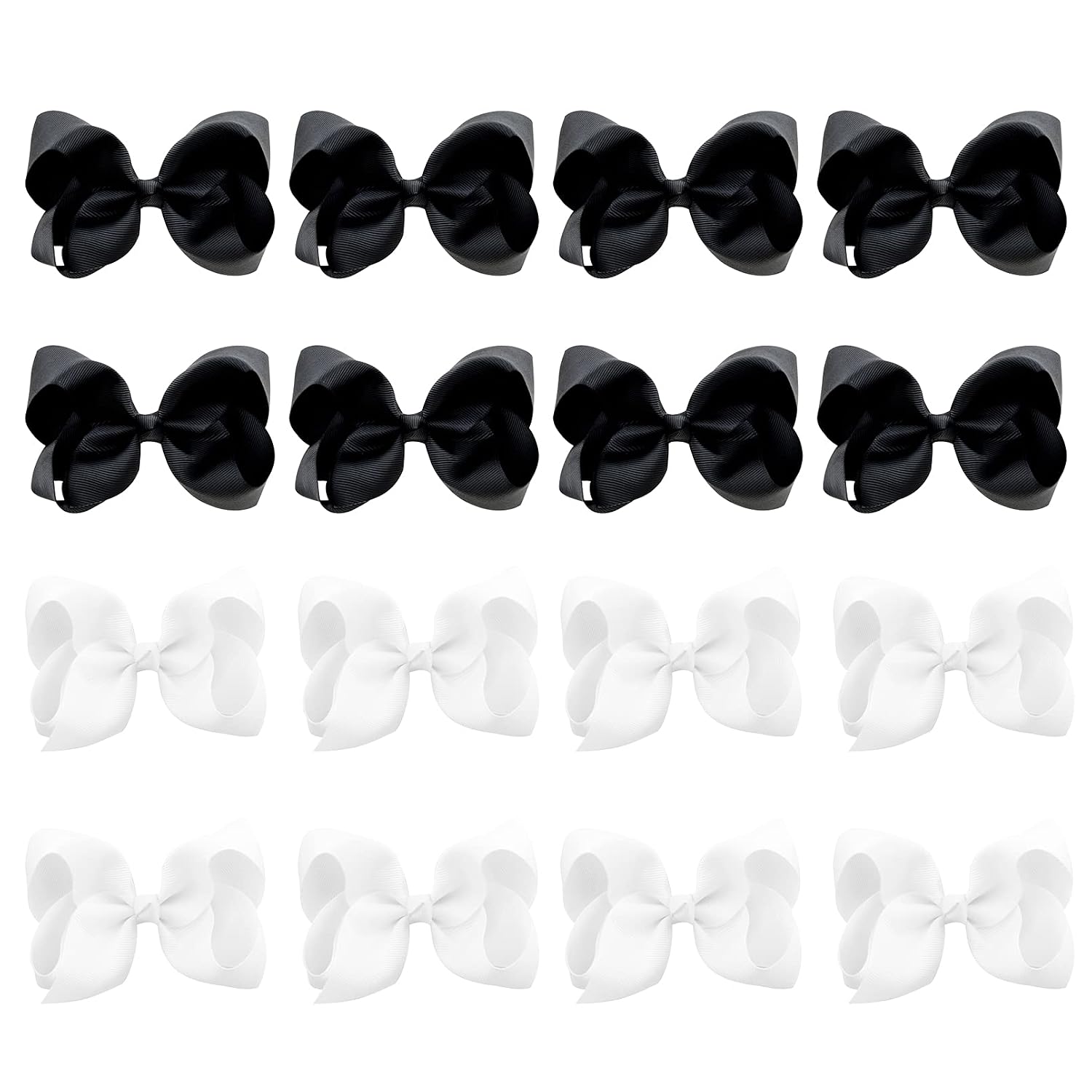 SET DE 16 MOÑOS PARA CABELLO DEEKA CON PINZAS COCODRILO BLANCO Y NEGRO - 1