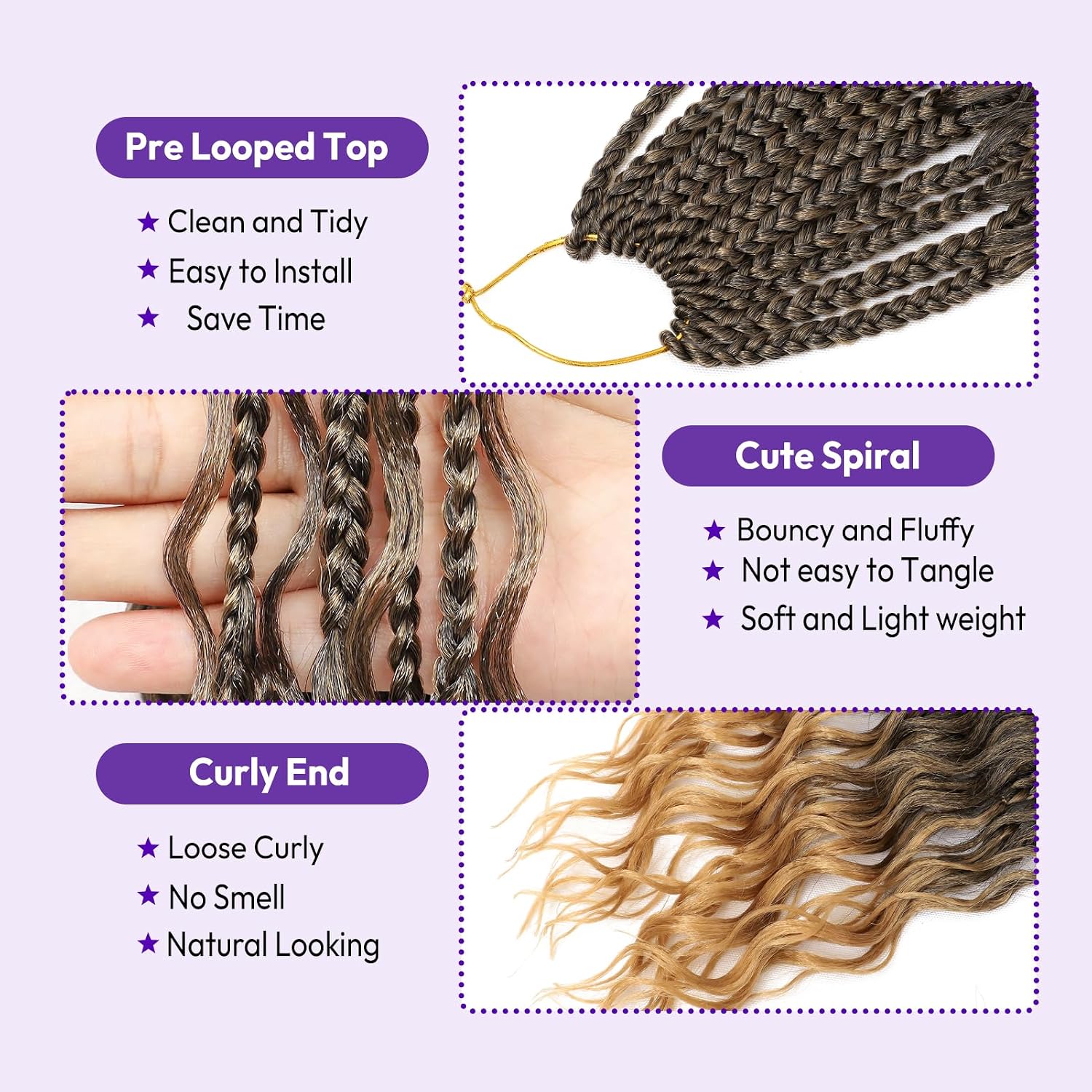 EXTENSIONES DE CABELLO CROCHET MAIREAD GODDESS BOX BRAIDS 12 PULGADAS - 2