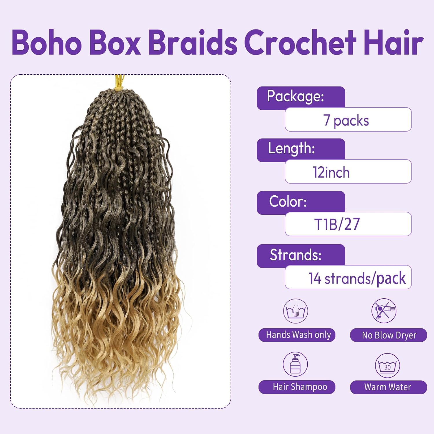 EXTENSIONES DE CABELLO CROCHET MAIREAD GODDESS BOX BRAIDS 12 PULGADAS - 3